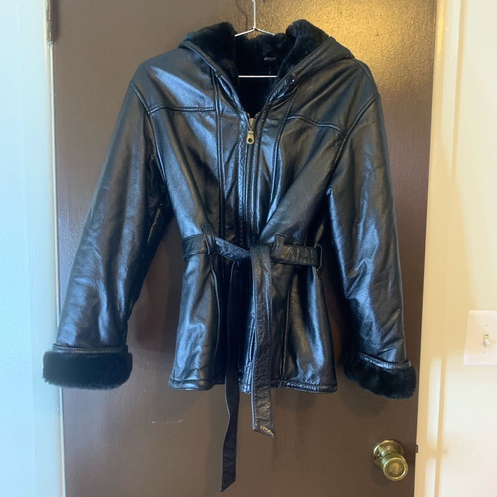 Heavy faux fur leather coat